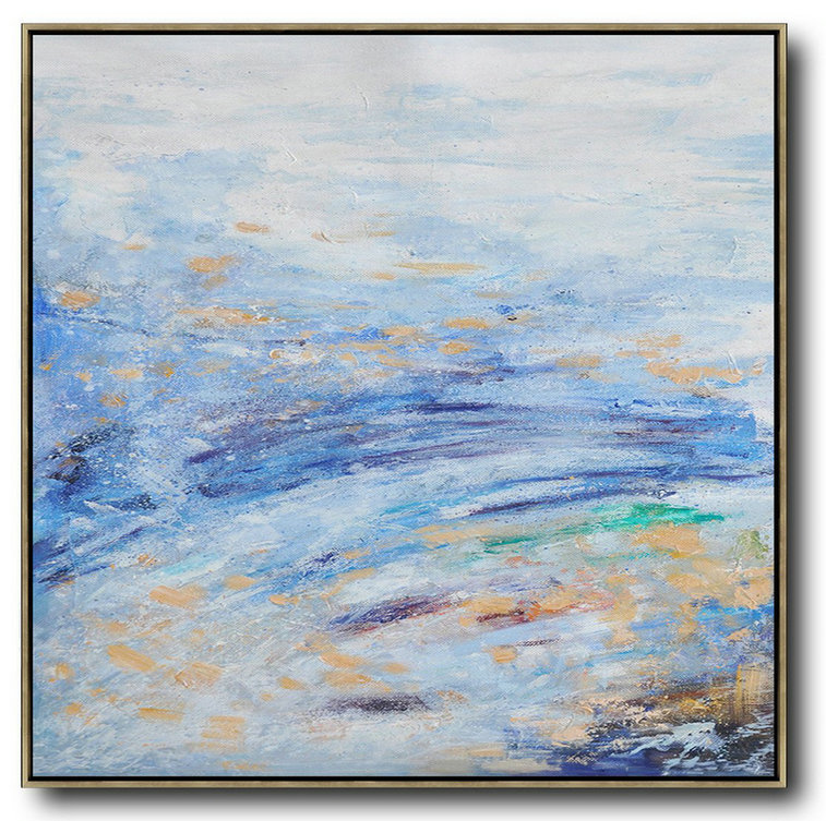 Original Artwork Extra Large Abstract Painting,Oversized Abstract Landscape Oil Painting,Huge Canvas Art On Canvas,Blue,White,Blue.etc